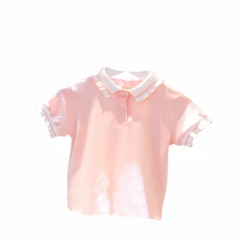 Letné nové dievčenské krátke rukávy T-shirts deti polo shirts detské dievčenské čipky detské oblečenie klesnutie tričko