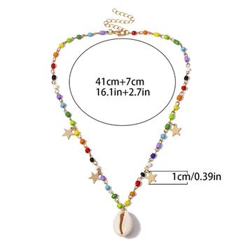 1pc Novej Boho Multicolor Korálky Star Choker Shell Prívesok Reťazca Náhrdelník Ženy Šperky