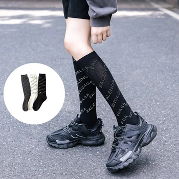 Nové Bavlna Médiá, Prekladané Overknee Ponožky Ženy Black Stehna Vysoké Ponožky Biele Vysoké Pančuchy, Podkolienky, Dievčatá, Dámy Dlhé Ponožky