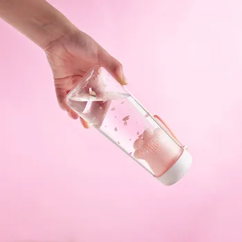 Plastové bpa free fľaša na vodu ružový čaj infuser fľaše waterbottle roztomilý pre dievčatá kawaii smart pitnej jasné botellas agua para