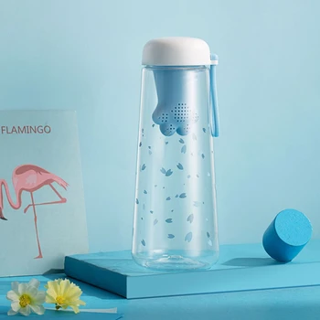 Plastové bpa free fľaša na vodu ružový čaj infuser fľaše waterbottle roztomilý pre dievčatá kawaii smart pitnej jasné botellas agua para