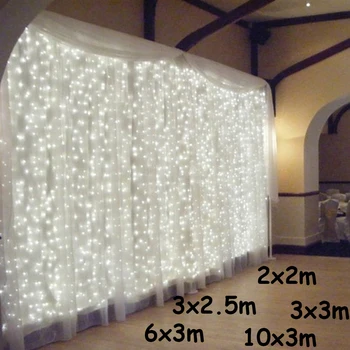 3x1/3 x 3/6x3m LED Cencúľ String Svetlá na Vianočné Rozprávky Svetlá Garland Vonkajšie Domov Na Svadbu/Party/Záclony/Záhradné Dekorácie