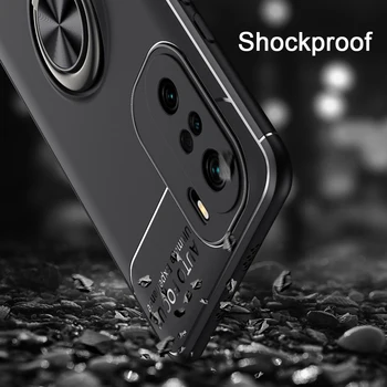 Shockproof Telefón puzdro Pre Xiao POCO F3 5G X3 Pro Mi 11i Silikónové Kovový Krúžok Stojan Telefónu zadný kryt pre Redmi K40 Pro+