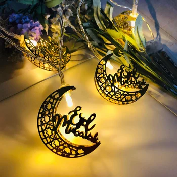 NOVÉ Ramadánu Dekorácie Svetla Moon Star Led Reťazec Svetlá EID Mubarak Dekor Pre Domáce Eid al-Fitr Prípade Party Dekor Ramadánu Kareem