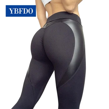 YBFDO 2021 Hot Ženy Kožené Nohavice Jogy Športové Hip leggingsTrousers Ženy Hrubé Úsek štýl reflexné Nohavice Black Fashion