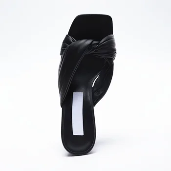 Značka Opentoe Módne Sandále Ženy Letné Nový Štýl Štvorcové Prst Hrubé High-náklon Papuče Všetky vaše Pohodlné dámske Topánky Čierne