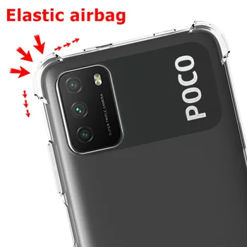 Transparentné Silikónové Shockproof Prípadoch pre Poco M3 Pro 5G Telefón M3 Pro X3 NFC F3 m3 Ochranné Kryty TPU Airbag Ochranné puzdro