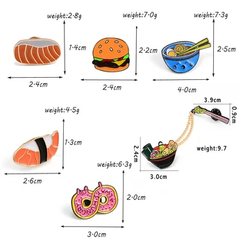 Japonské Jedlá Brošne Roztomilý Ramen Sushi Rezance Losos Hamburger Smalt Pin Tričko Bundy Preklopke Kolíky Odznak Cartoon Šperky Darček