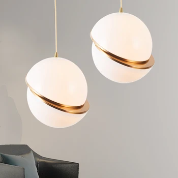 Nordic Loptu Prívesok Svetlá Plastové Biele A Zlaté Moderné LED Závesné Lampy, Obývacia Izba Domov Loft Priemyselné Dekor Luminair