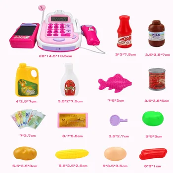 Pokladničné Hračka pokladne Playset Predstierať, že Hrať Set pre Deti Farebné detské Supermarket Pokladňa Hračka s Zvuky Mikrofónu