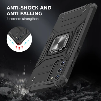 Pre Samsung Galaxy Note 20 10 Ultra Plus S8 S9 S10 Plus S10E S20 FE Ultra Prípade Shockproof Brnenie Magnetický Krúžok Držiak telefónu Prípade