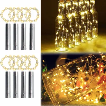 10Pcs/veľa Fľaša Vína Svetlá s Korku 1M 2M LED Medený Drôt Víla String Svetlá Garland na spoločenské, Svadobné, Vianočné Svetlá