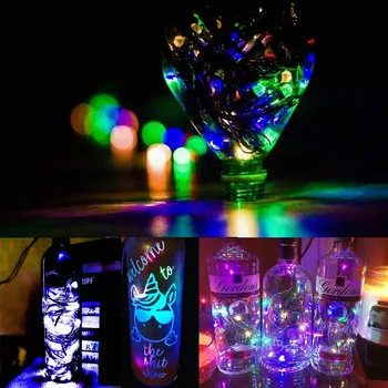 10Pcs/veľa Fľaša Vína Svetlá s Korku 1M 2M LED Medený Drôt Víla String Svetlá Garland na spoločenské, Svadobné, Vianočné Svetlá