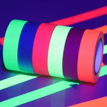 Domov Decro Páska UV Black light Reaktívne Fluorescenčné textilná Páska Svietiť v Tme Neon Gaffer Pásky