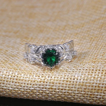 Huitan Luxusné Pierko Vzor Snubné Prstene Pre Ženy S Oslňujúcim Zelená Kubický Zirkón Kameň Kolík Nastavenie Žena Jeweley Krúžok