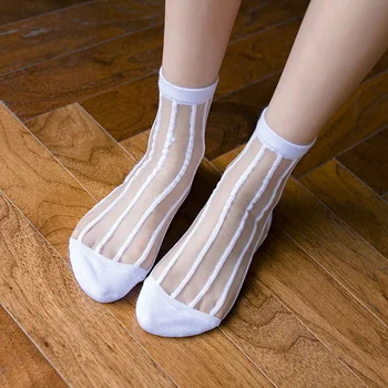 Nové Módne Crystal Hodváb Ženy Dlhé Ponožky Transparentné Kawaii Roztomilý Študent Dievča Ponožky Letné Tenké Priedušná Harajuku Dlhé Ponožky