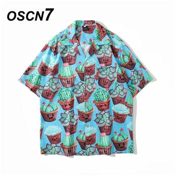 OSCN7 Bežné Tlačené Krátke Rukáv Tričko Mužov Ulici 2021 Havaj Pláži Nadrozmerná Ženy Móda Harujuku Košele pre Mužov 5038