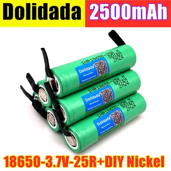 Dolidada 18650 2500mAh Nabíjateľné batérie 3.6 V, INR18650 25R M 20A vypúšťanie + DIY Nikel