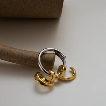 Silvology 925 Sterling Silver Pliesť Povrazy Prstene pre Ženy Originálny Dizajn Unikátny Dva-farba Vyhlásenie Krúžky Módne Šperky