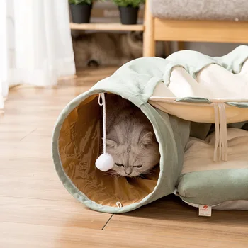 Japonsko Harajuku Mačka Skladacie Tunel Posteľ Snímateľný Vtipné Mačku Mat Trubice Pet Hrať Interaktívne Hračky Zvuk Papier Krúžok Bell Mačka Hniezdo