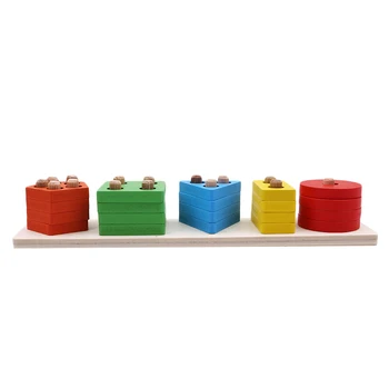 Baby Hračky Drevené Bloky Tvar Spájané Dosky Montessori Vyučovanie Sa Opiera Vzdelávania Budovy Poleno Zhody Na Hračky