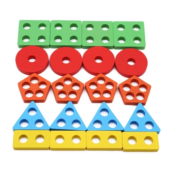 Baby Hračky Drevené Bloky Tvar Spájané Dosky Montessori Vyučovanie Sa Opiera Vzdelávania Budovy Poleno Zhody Na Hračky