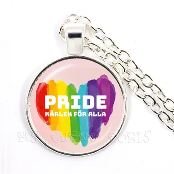 Nová Dúha Náhrdelník Prívesok Pre Ženy 25 mm Sklo Dome Gay A Lesbické LGBT Pride Šperky Hitparáde Demonštrácia Darček