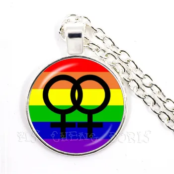 Nová Dúha Náhrdelník Prívesok Pre Ženy 25 mm Sklo Dome Gay A Lesbické LGBT Pride Šperky Hitparáde Demonštrácia Darček