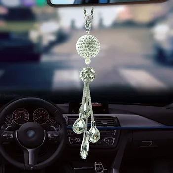 Auto vešiak spätné zrkadlo kovové montované crystal ball interiéru používa dekoratívne vody, dekorácie, doplnky roztomilý pre ženy auto
