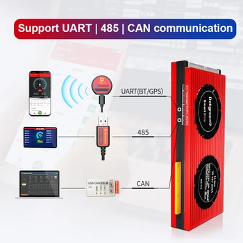 Smart BMS 14S BMS 150A 200A 250A s Bluetooth UART 485 MÔŽE pre 58.8 V Li-ion Battery Pack UART MÔŽE pre EV Klince Moc skladovanie