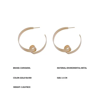 Carvejewl jednoduché kovové Slučky Náušnice Pre Ženy Pendientes Krásne Šperky ploché zrastov tvar Veľkoobchod Kolo Kruhu Hoop Náušnice