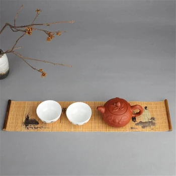 Čaj Zásobník Obrúsok Nepremokavé Tkaniny Stôl Runner Čaj Mat Čajový Obrad Príslušenstvo Ručné Bambusu Opony