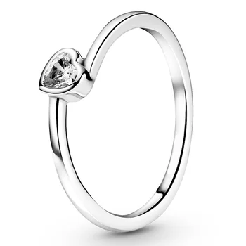 Autentické 925 Sterling Silver Ring Červená Sklápací Srdce Solitaire Krúžok S Kryštálmi Pre Ženy Darček K Narodeninám Pandora Šperkov