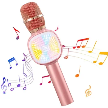 Bezdrôtové Karaoke Mikrofón Kondenzátora Prenosné Monitorovacie Centrum pre Deti s LED Svetelné Efekty