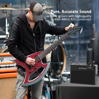 Ammoon Bezdrôtový Gitara Systém 2.4 G port USB Nabíjateľné 6 Kanálov Audio Vysielač, Prijímač pre Elektrické Guit gitara bezdrôtové