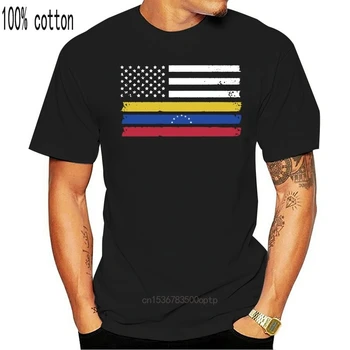 Muži tričko Krátky rukáv Venezuelskej Americkej Vlajky USA Venezuela Tričko Slim Fit T Tričko tee topy Ženy t-shirt