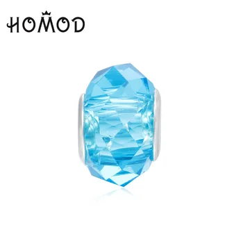 HOMOD 1pc Veľký Otvor 11 Farba Crystal Korálky Hodí Pandora Multi-Aspekty Oddiel Charms Hodí Európska Značka Kúzlo Náramok Šperky