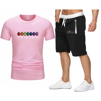 Anime HRY PRIATEĽMI Tlač Módne Letné 2021 Nový Štýl Streetwear Značky Sety Nadrozmerné T-shirt S-2XL Beach Šortky