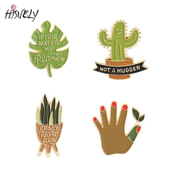 Kreatívne roztomilý kreslený črepníkové brošňa monstera kaktus aloe smalt pripnúť odznak odevné doplnky