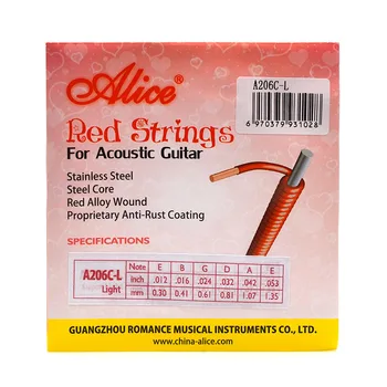 10PCS Alice A206C-L 1. E String .012 Prvé 2. 2B String .016 Druhý Reťazec 3. String .024 Tretej Reťazec pre Akustickú Gitaru