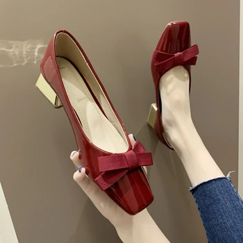 Sexy Nízke Podpätky Červená Bytov Ženy Elegantné Balerínky Topánky Pre Ženy Pošmyknúť Na Mokasíny Dámy Ploché Topánky Pre Ženy, Čierne Topánky 2021