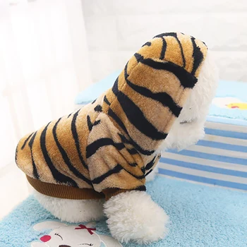 Krásne Zvieratko Oblečenie Zimné Módne Kostýmy Tiger Vzor Premenil Coats Pet Flanelové Mikina S Kapucňou Bundy Pre Malé Psa