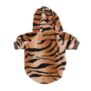 Krásne Zvieratko Oblečenie Zimné Módne Kostýmy Tiger Vzor Premenil Coats Pet Flanelové Mikina S Kapucňou Bundy Pre Malé Psa