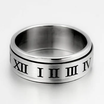 Jednoduché módy 8mm Otočené Titanium Prsteň pre Mužov a Ženy, Rímske Číslo Nehrdzavejúcej ocele mužov krúžok šperky, darčeky pre neho