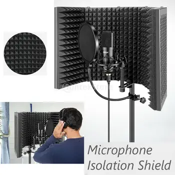 Nastaviteľné 5 Panel Mikrofónu Izolácie Štít Vokálne Stánku Skladacia Štúdiová Nahrávka Mic Filter pre Zvukový Záznam Vysielania