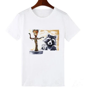 Počúvanie Hudby Detská Groot Zalievanie Vytlačené Žena T-shirt Letné Módy Krátkym Rukávom Unisex tričko Tumblr Graphic Tee