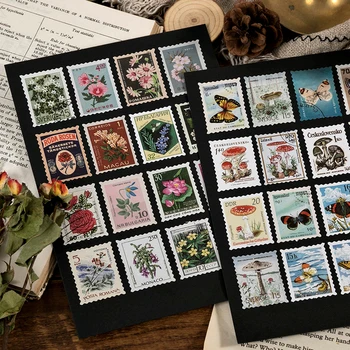 Yoofun 46pcs/pack Vintage Nálepky Poštové Pečiatky, Nálepky Retro Múzeum kvetov Rastlín Hrad Označenie pre Scrapbooking Časopis urob si sám