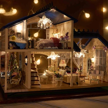 Bábika Dom Nábytku Diy Miniatúrne 3D Drevené Miniaturas domček pre bábiky Hračky pre Deti, Narodeniny, Darčeky, Hračky Pre Deti, Dospelých