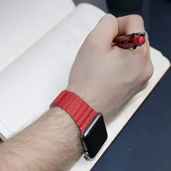 Kožené slučky pre Apple Hodinky kapela 44 mm 40 mm 38 mm 42mm Magnetické smartwatch náramok pás náramok iWatch series 3 4 5 se 6 popruh
