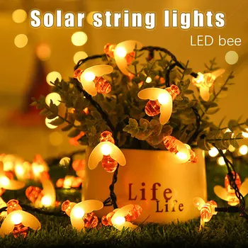 Cute little bee string osvetlenie, solárne LED rozprávkových svetiel 20/50 vonkajšie nepremokavé záhradný plot/terasa Vianočné dekorácie garland